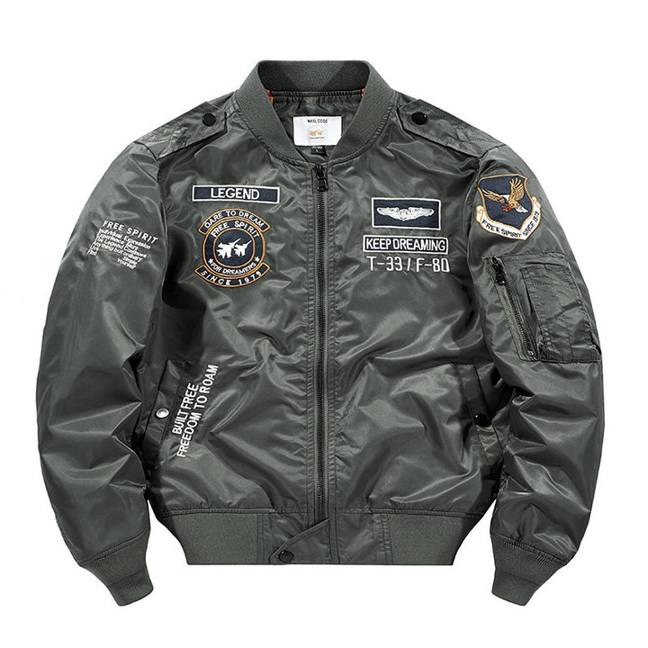 Men's bomber jacket pilot jacket with embroidered pilot appliqués and wind-resistant nylon Mune Fashion