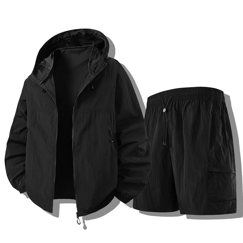Men's Weatherproof Functional Jacket with Lightweight Shorts