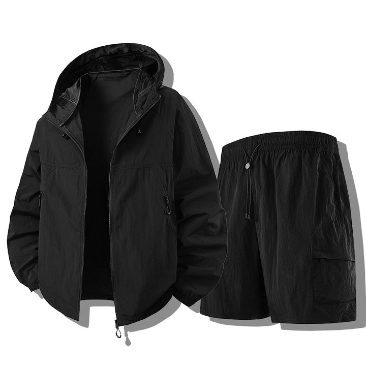 Men's Weatherproof Functional Jacket with Lightweight Shorts