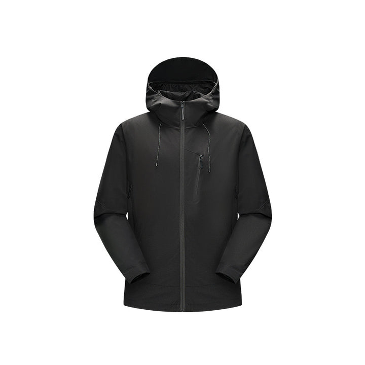 Men's Water-Repellent Softshell Jacket with Adjustable Hood and Slanted Chest Pocket Drune