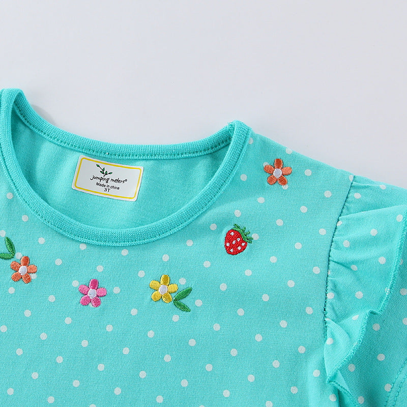 Girl Short Sleeve Dress with Playful Bunny and Flower Motif Mune Fashion