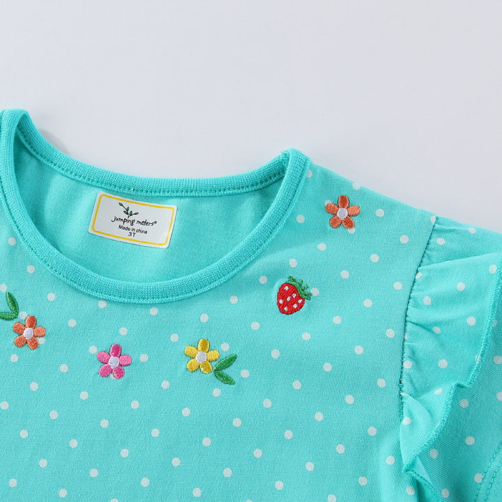 Girl Short Sleeve Dress with Playful Bunny and Flower Motif Mune Fashion