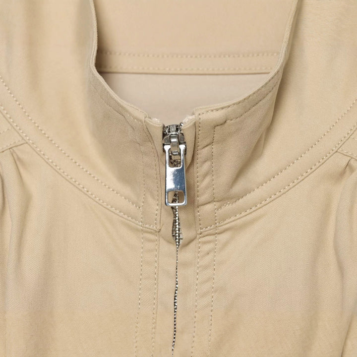 Ladies short jacket with stand-up collar, gathered shoulders and continuous zipper Mune Fashion