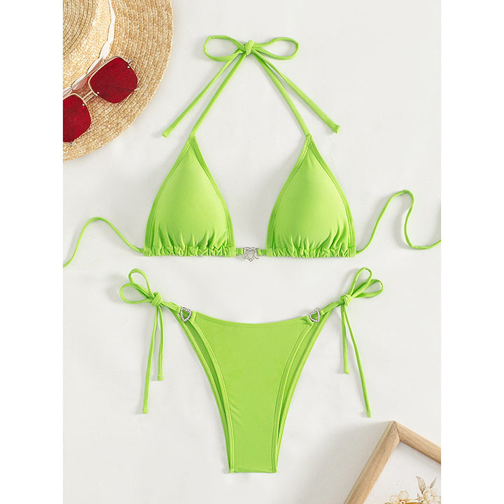 Women's triangle bikini with heart-shaped accents and adjustable straps Mune Fashion