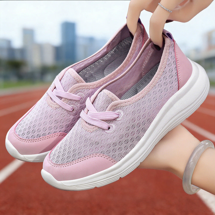 Women’s breathable everyday slipper with fine knitted mesh, elastic decorative lacing, and ergonomic cushioning sole Mune Fashion