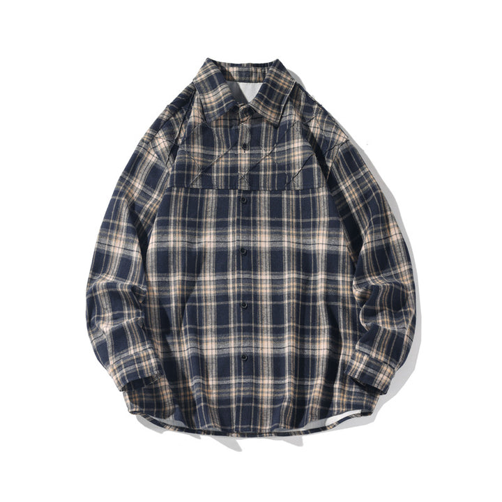 Women Casual Checkered Pattern Overshirt Mune Fashion