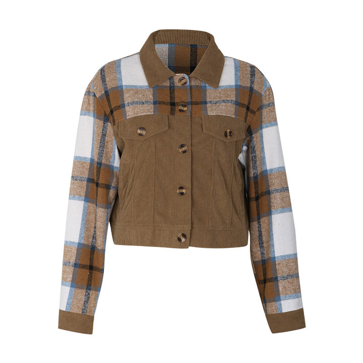 Ladies Fashion Check Cord Jacket Mune Fashion
