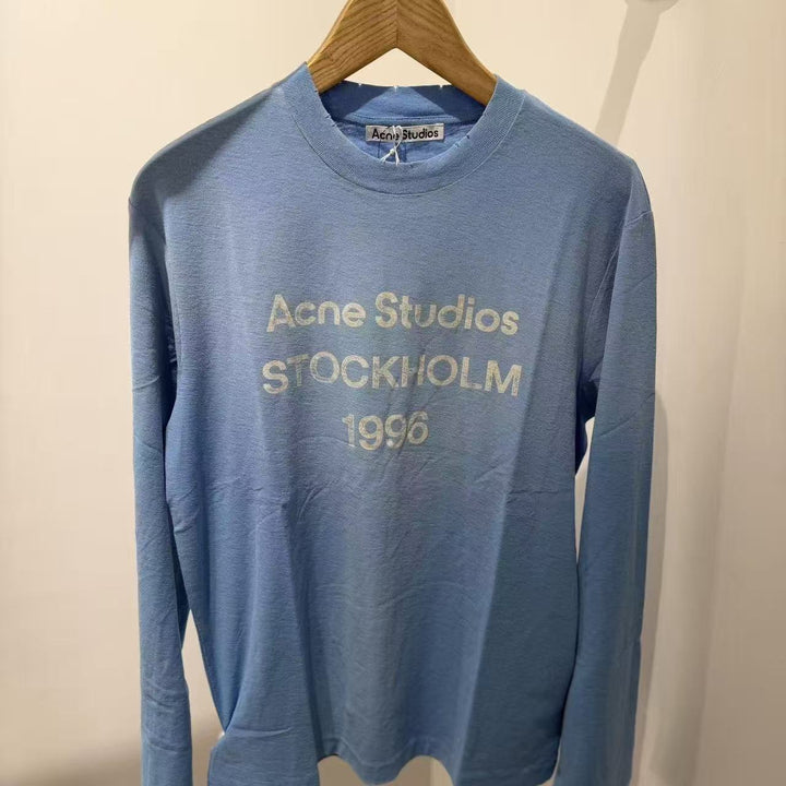 Men's Long Sleeve Shirt with Logo Print and Round Neckline Mune Fashion