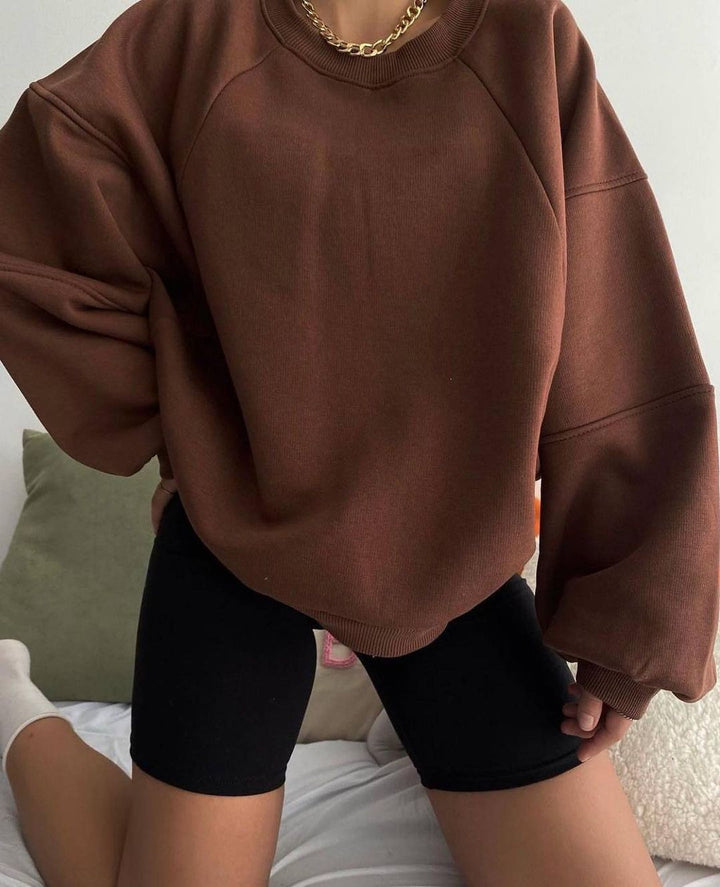 Women's Comfort Loungewear Set Oversized Sweatshirt with High-Waist Biker Shorts Mune Fashion