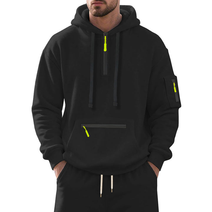 Men's half-zip hoodie with sealed zippers, kangaroo zip pocket, and arm pocket Mune Fashion