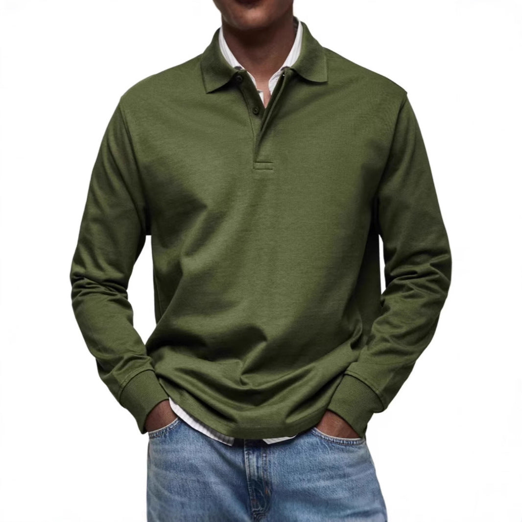 Men's fine-knit polo shirt with long sleeves, ribbed cuffs and concealed button placket Mune Fashion
