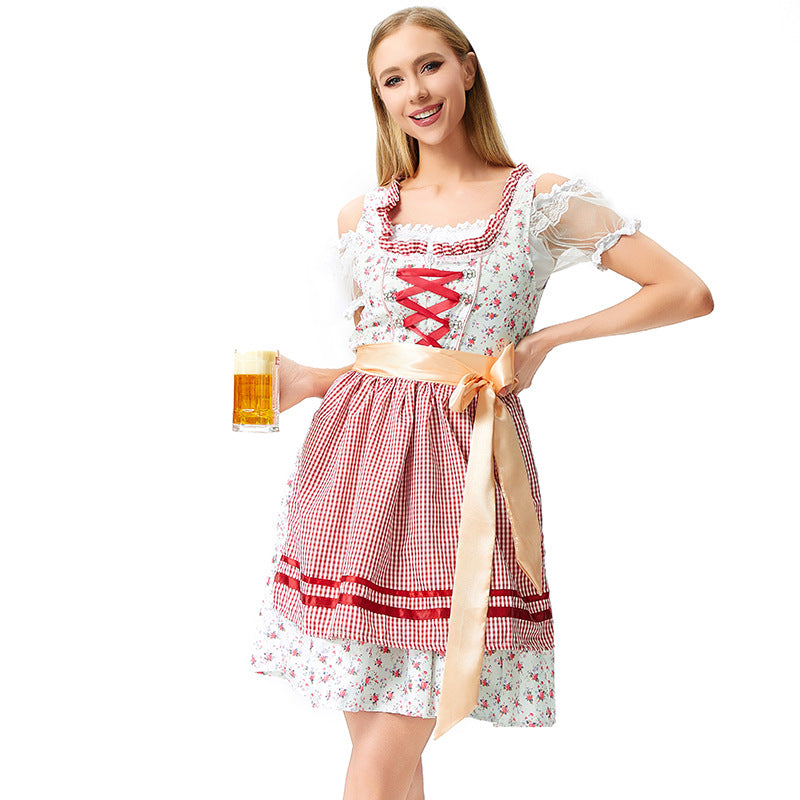 Ladies' blouse dress in traditional style with decorative corset ribbon and gathered apron Mune Fashion