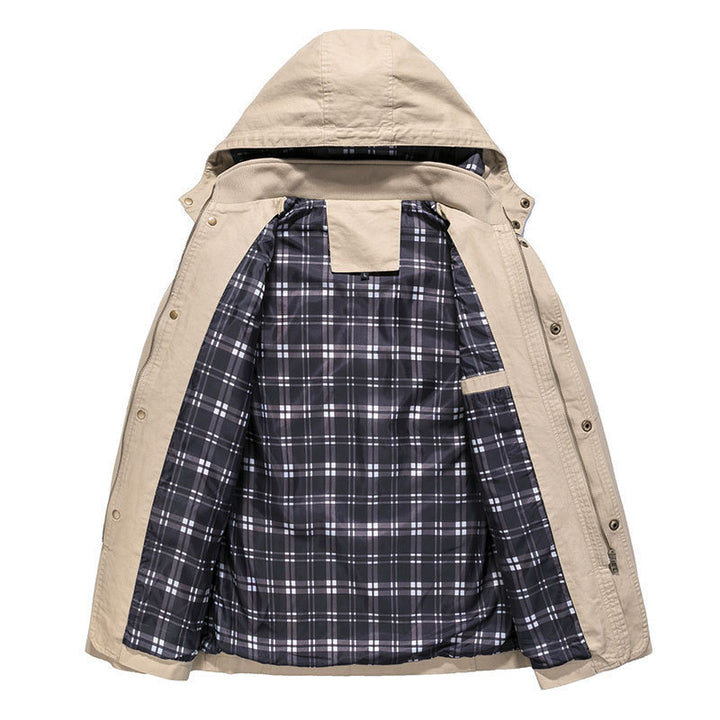 Men's Lightweight Hooded Parka with Checked Lining and Multi-Functional Pockets Mune Fashion