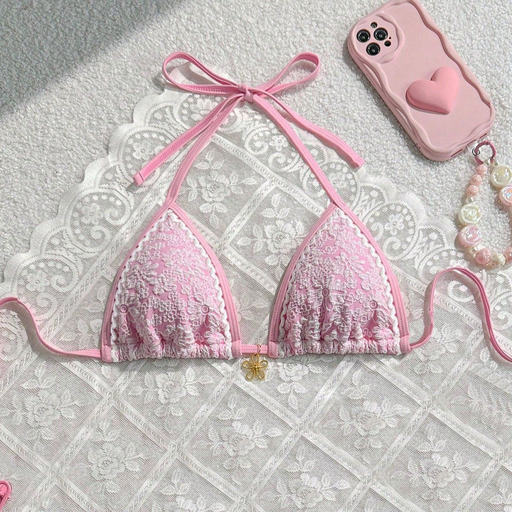 Women's Lace-Trimmed Triangle Bikini Mune Fashion