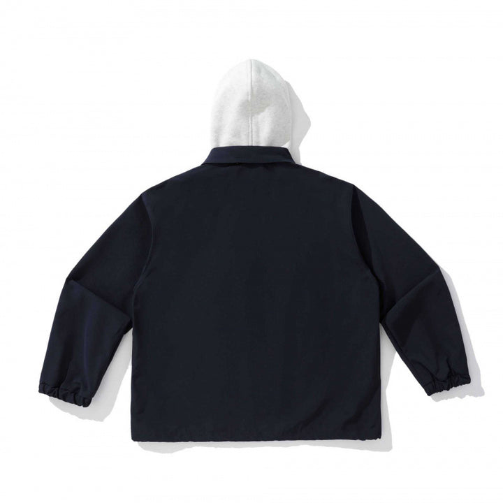 Unisex Two-Layer Overshirt Jacket with Attached Fleece Hood and Snap Button Placket Mune Fashion