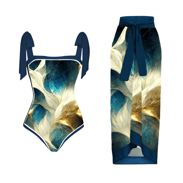 Women's Elegant Swimsuit with Matching Wrap Skirt Mune Fashion