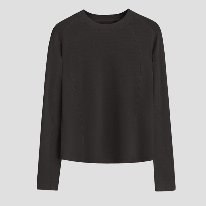 Women's Lightweight Long Sleeve Fine Knit Top with Raglan Sleeves and Round Neck Mune Fashion