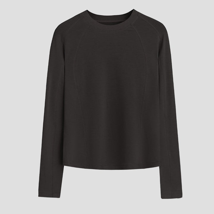 Women's Lightweight Long Sleeve Fine Knit Top with Raglan Sleeves and Round Neck Mune Fashion