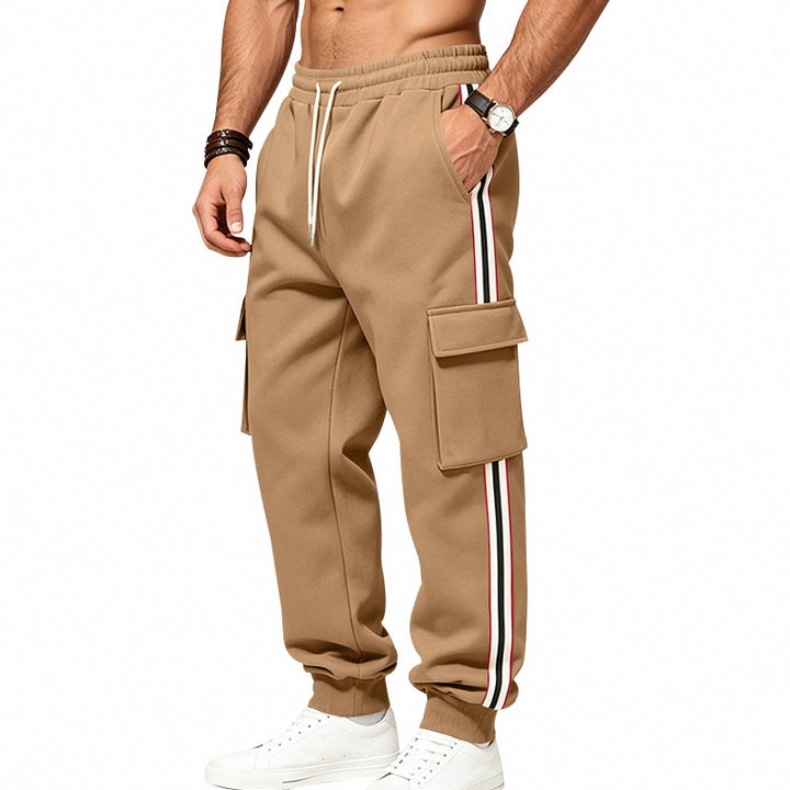 Men's cargo jogging pants with cargo pockets and side contrast stripes Mune Fashion