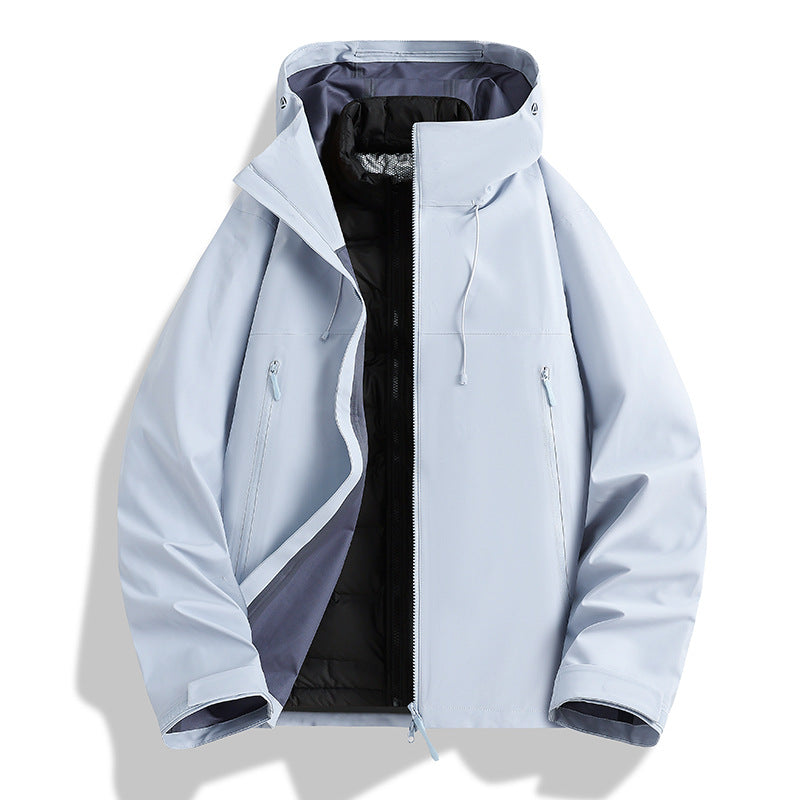 Men's Waterproof Softshell Outdoor Jacket with Adjustable Hood and Breathable Membrane Mune Fashion