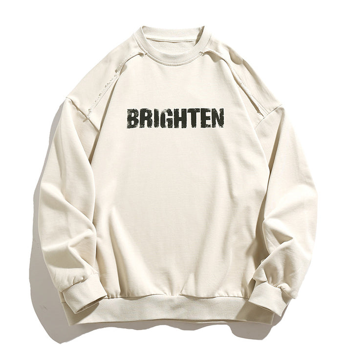 Unisex Oversize Crew Neck Sweatshirt with Distressed Shoulder Seams and Vintage Front Print Mune Fashion