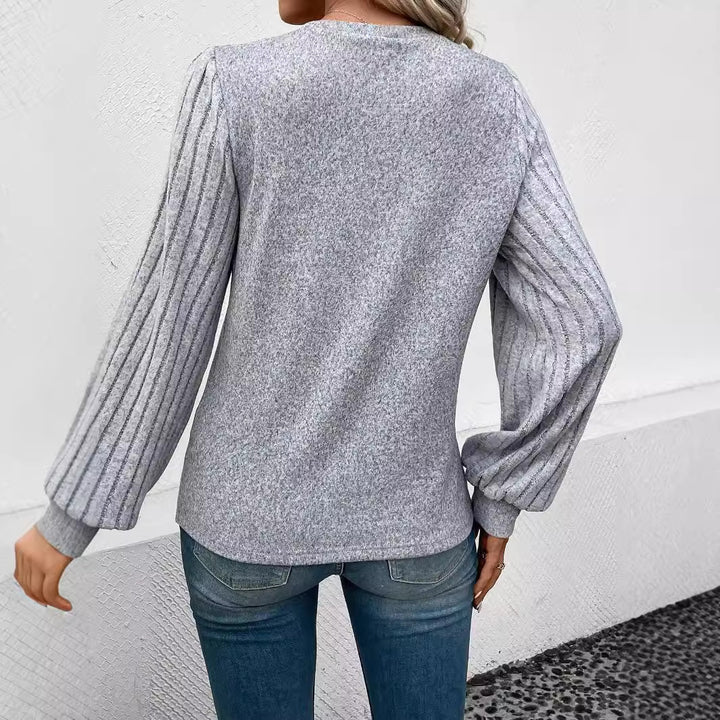 Ladies knit sweater with gathered balloon sleeves Mune Fashion
