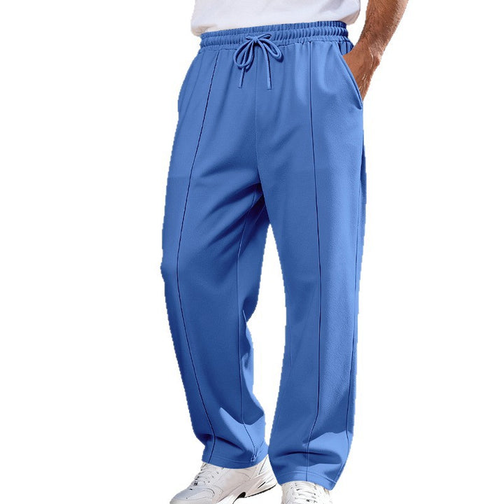 Men's Wide Travel Lounge Pants with Crease, Elastic Drawstring and Side Insert Pockets Mune Fashion