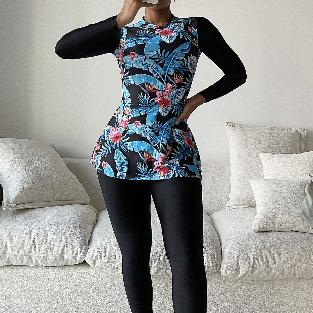 Women's Stylish UV Protection Swimsuit with Floral Pattern Mune Fashion