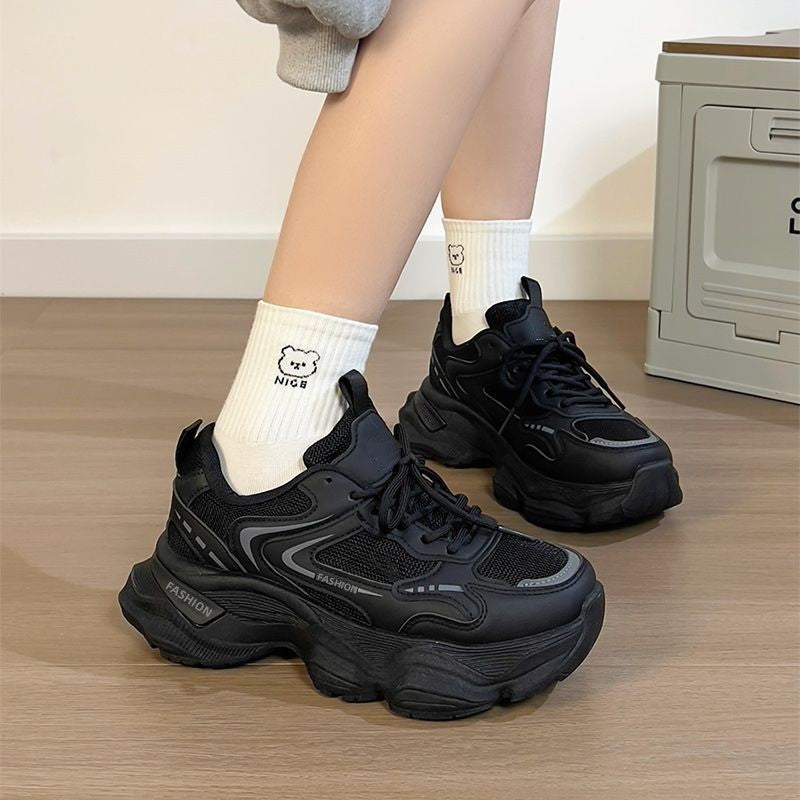 Women Sculpted Wedge Sneakers with Staggered Platform Sole, Breathable Mesh and Padded Comfort Collar Mune Fashion