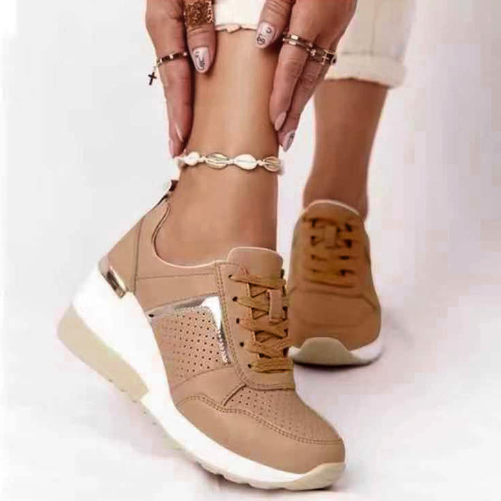 Women’s wedge sneakers with perforated upper material and metallic accent Mune Fashion