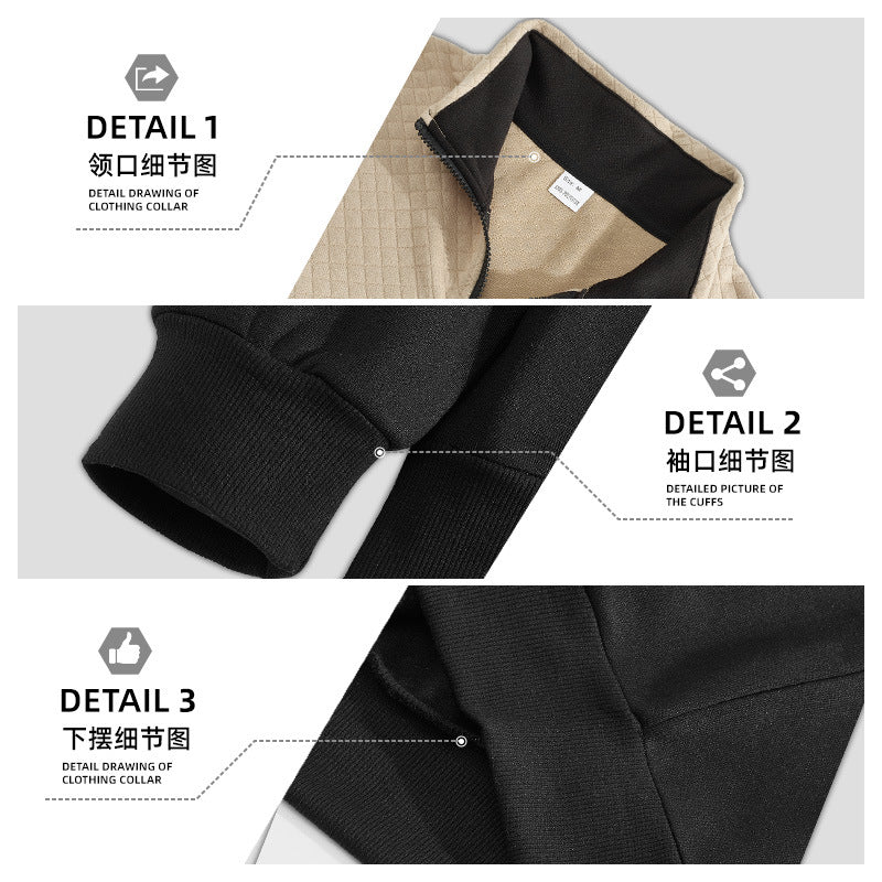 Men's Half-zip Sweatshirt with Quilted Shoulder Panel and Kangaroo Pocket Mune Fashion