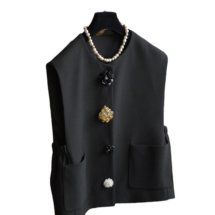 Women's Fashion Vest with Unique Buttons Mune Fashion