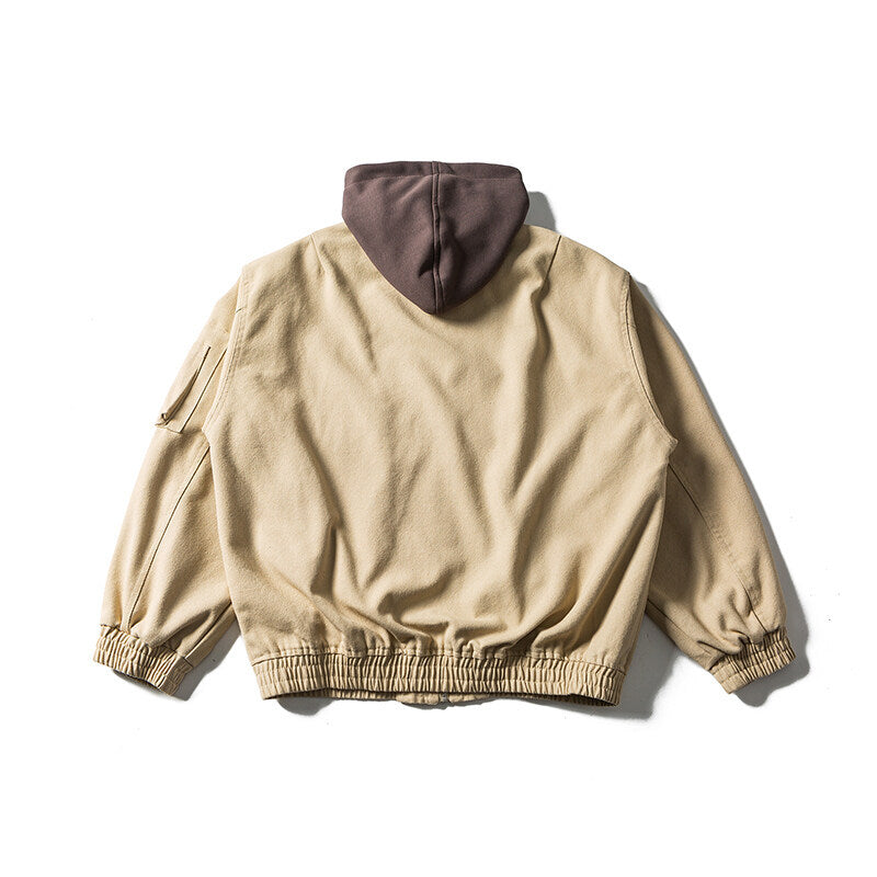 Unisex Oversize Canvas Hoodie with Utility Arm Pocket and Elastic Cuffs Mune Fashion
