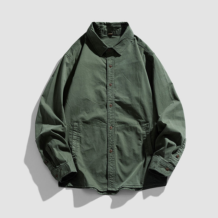 Men's Lightweight Canvas Work Shirt Jacket with Relaxed Fit and Large Side Pockets Mune Fashion