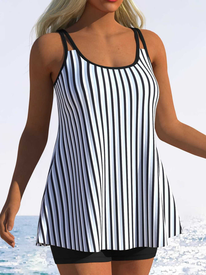 Women's tankini with playful striped pattern and original cut Mune Fashion
