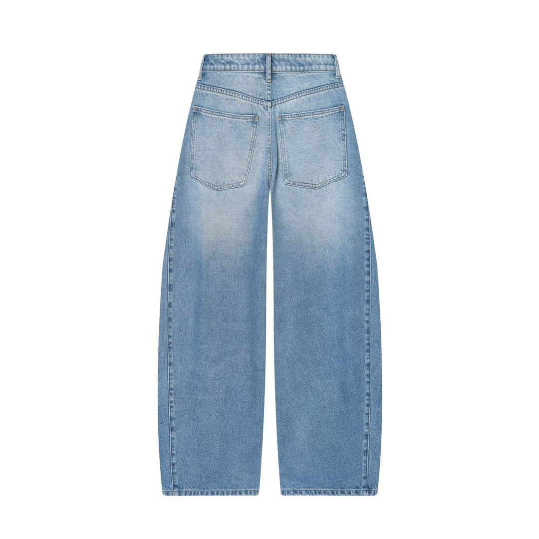 Women's Wide Cropped Denim Culotte with High Waist and Center Seam Mune Fashion