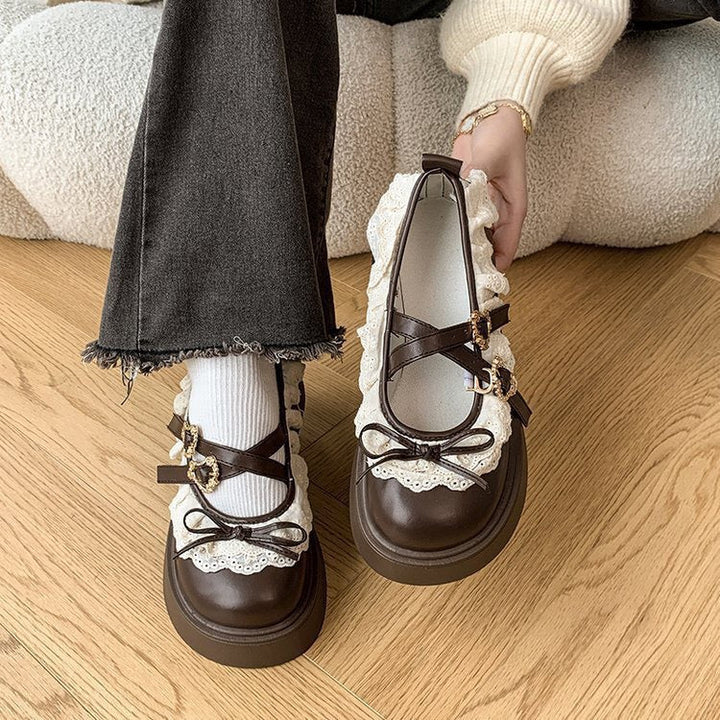 Women's Ruffle Sneakers with Decorative Buckles and Robust Profile Mune Fashion