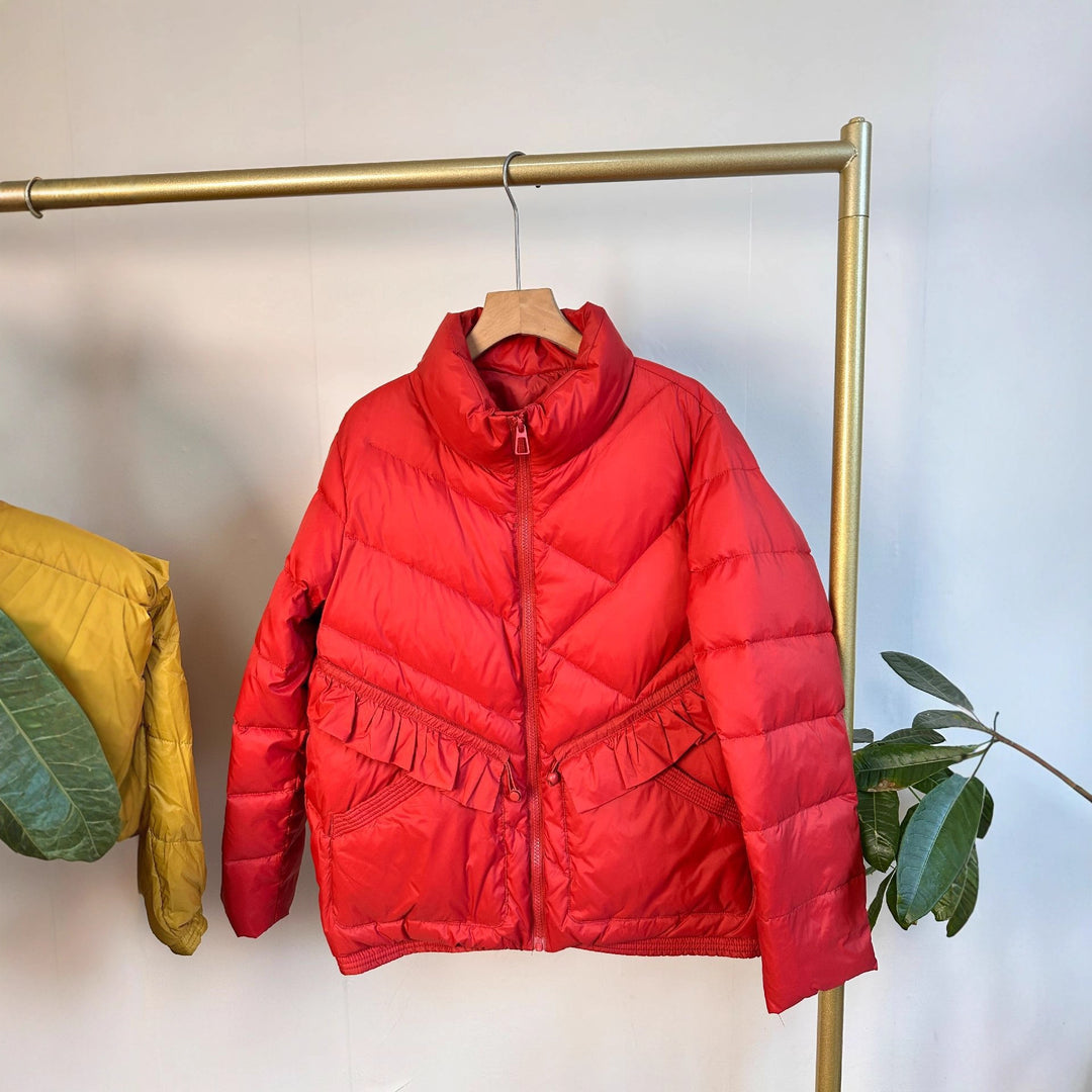 Women's quilted parka with stand-up collar, tailored ruffle detail and thermal insulation Mune Fashion
