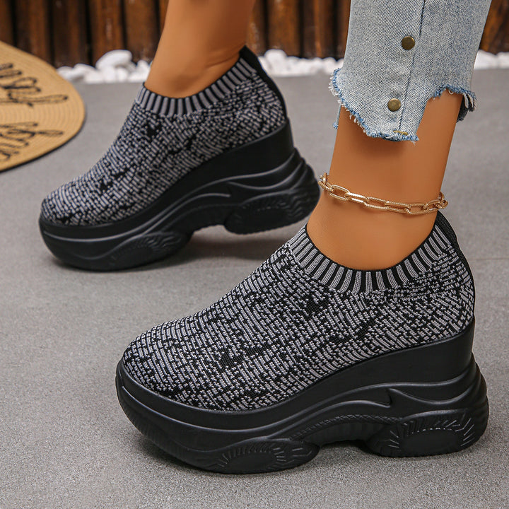 Women's Knit Sock Sneaker with High Platform and Non-Slip Profile Sole Mune Fashion