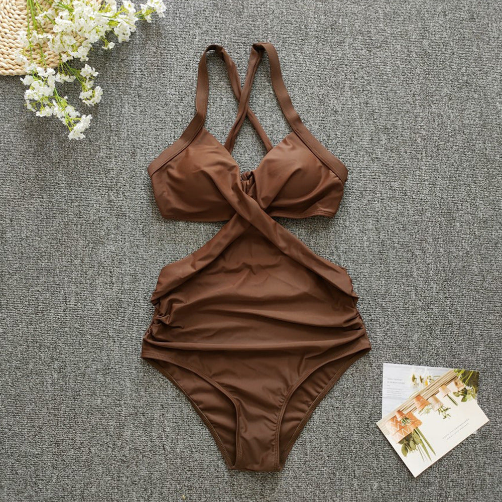 Women's One-Piece Swimsuit with Crossed Design Mune Fashion
