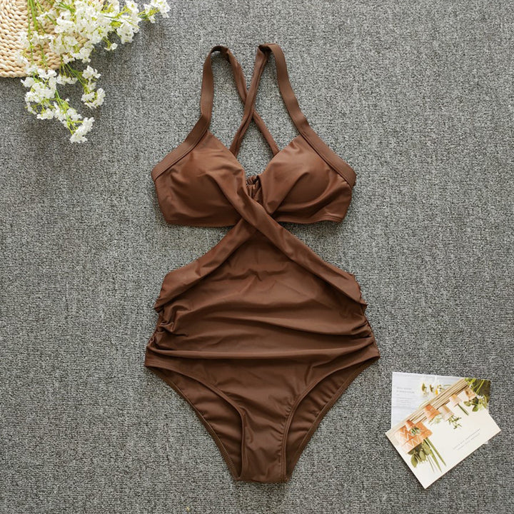 Women's One-Piece Swimsuit with Crossed Design Mune Fashion