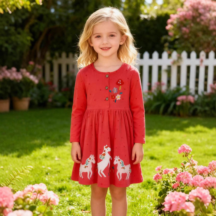 Girls dress with colorful unicorn and flower embroideries Mune Fashion