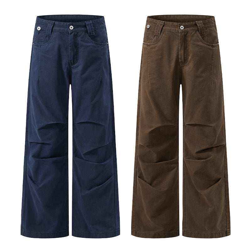 Women Extra Wide Palazzo Pants made of Cotton Twill with Distinctive Knee Darts Mune Fashion