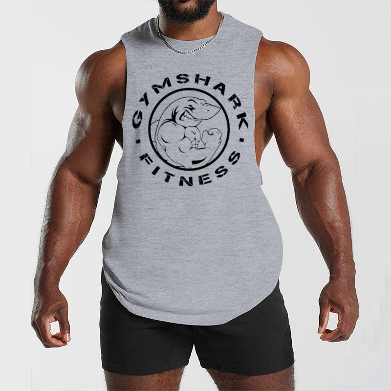 Men's sleeveless muscle shirt with extra deep arm openings and large logo print Mune Fashion