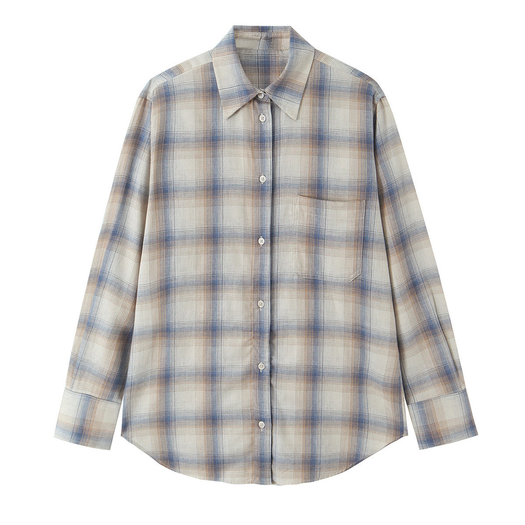 Women Oversize Check Shirt made of lightweight viscose with chest pocket Mune Fashion