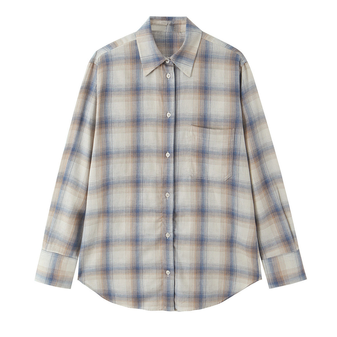Women Oversize Check Shirt made of lightweight viscose with chest pocket Mune Fashion