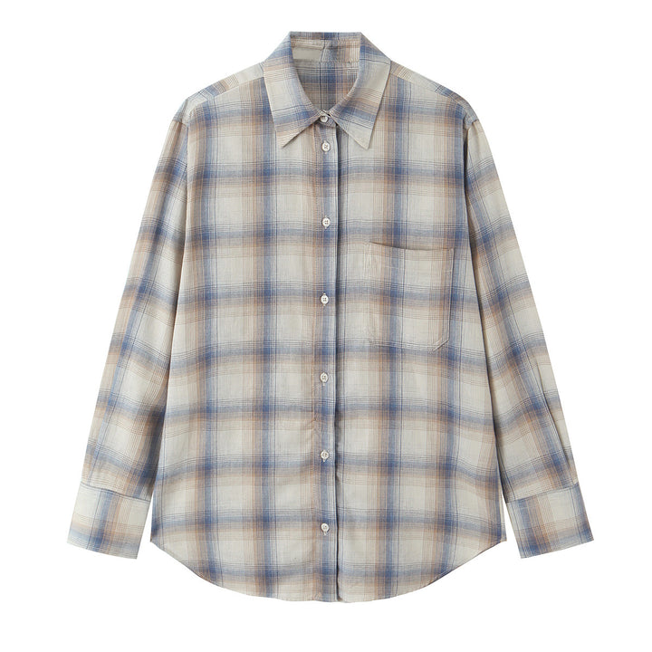 Women Oversize Check Shirt made of lightweight viscose with chest pocket Mune Fashion