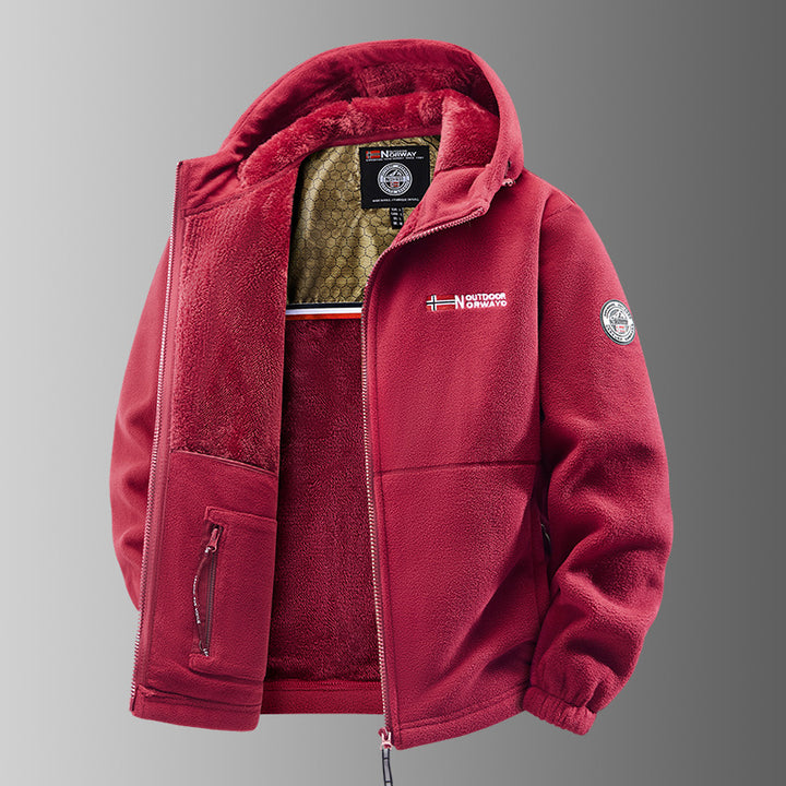 Men's Cozy Fleece Hoodie Jacket with Teddy Lining, Windproof and Zipper Pockets Mune Fashion