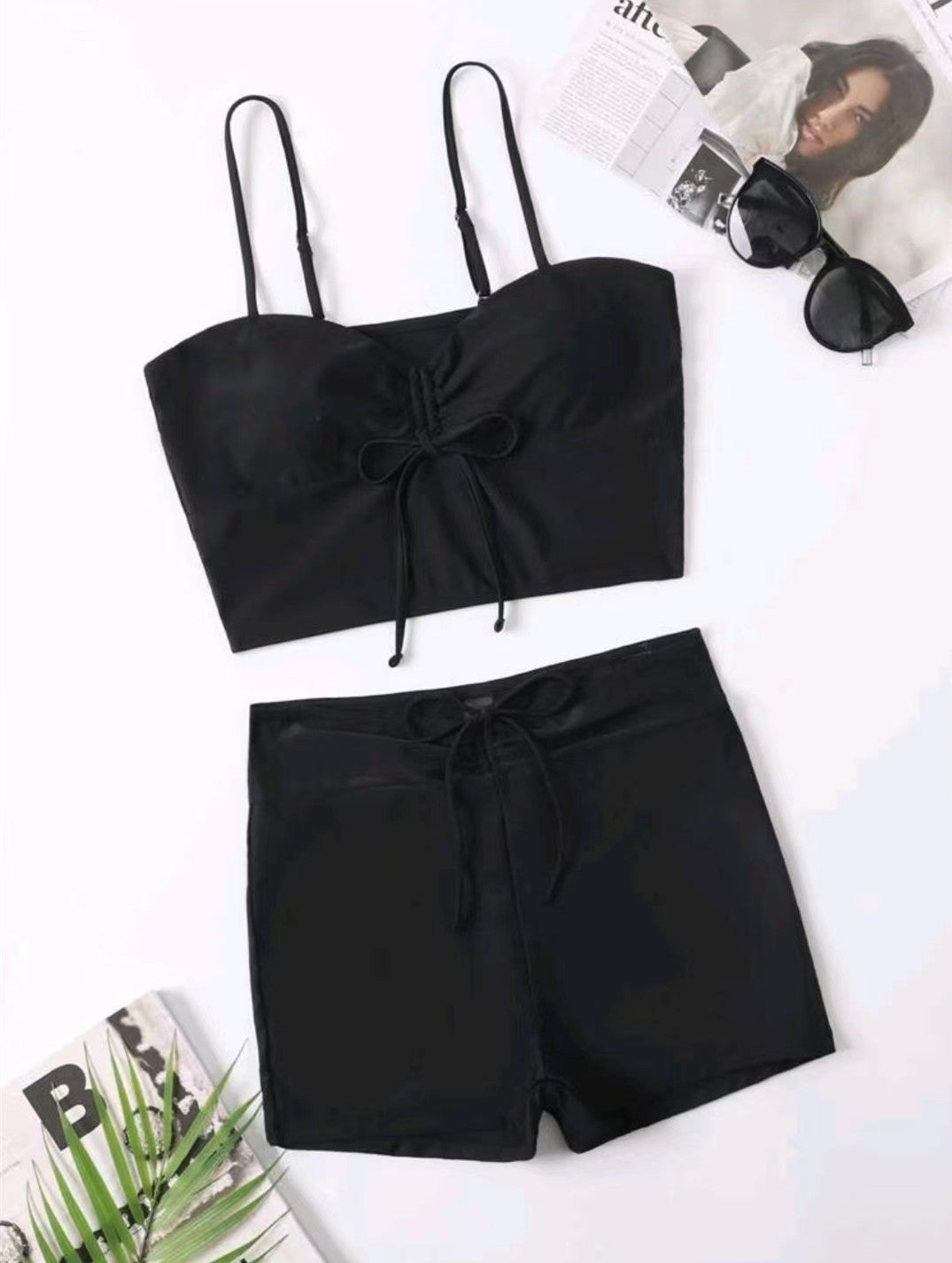 Women's Sporty Bikini Set with Crop Top and Shorts Mune Fashion