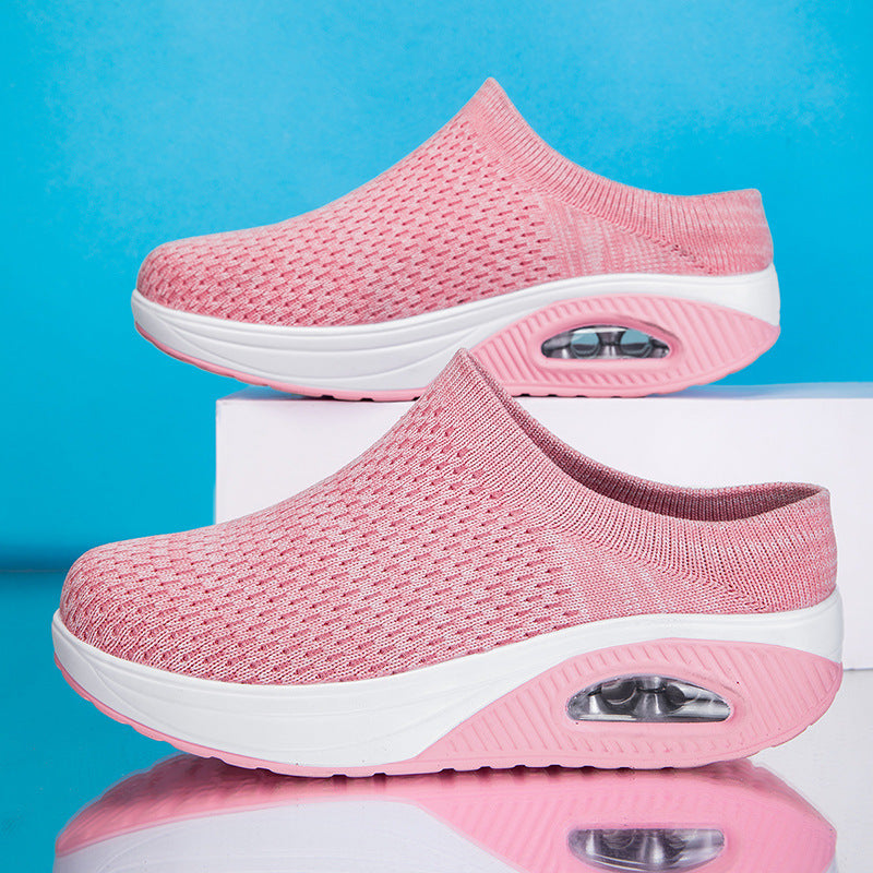 Women's soft knit mule with visible air cushioning and cushioned wedge outsole Mune Fashion